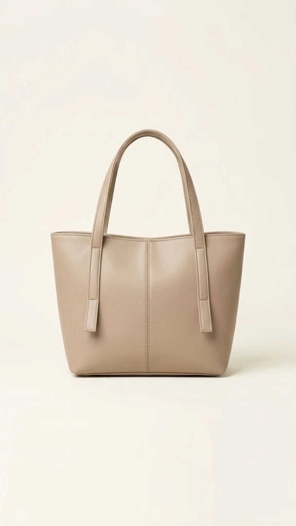 Beige tote bag for women with long handles and a minimal design